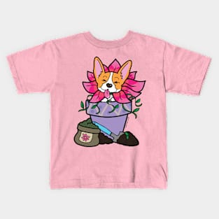 Spring Corgi Flower Kids T-Shirt